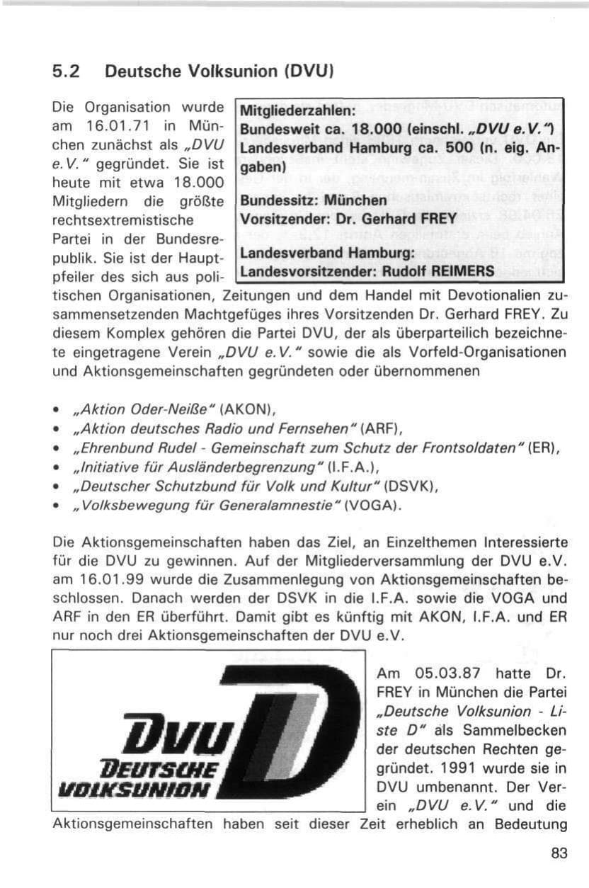 Seite 83 des Verfassungsschutzbericht 1998 Hamburg