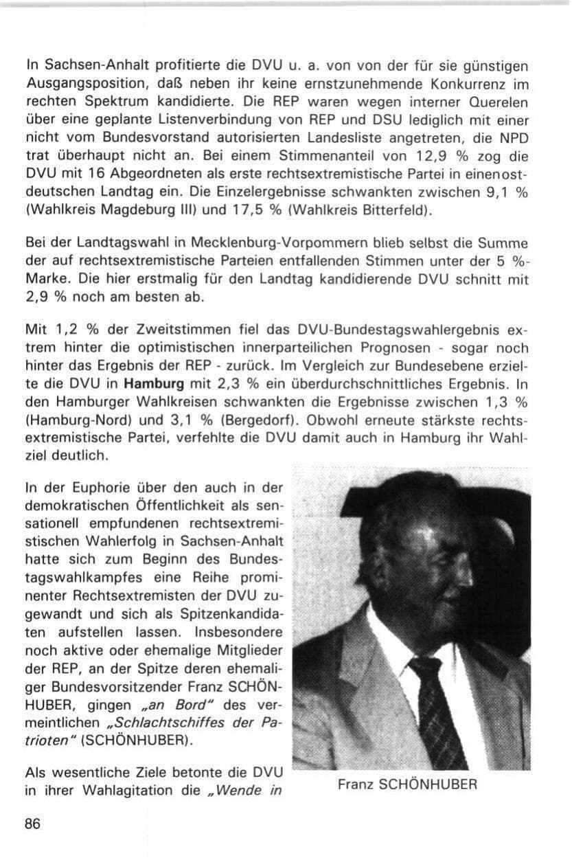 Seite 86 des Verfassungsschutzbericht 1998 Hamburg
