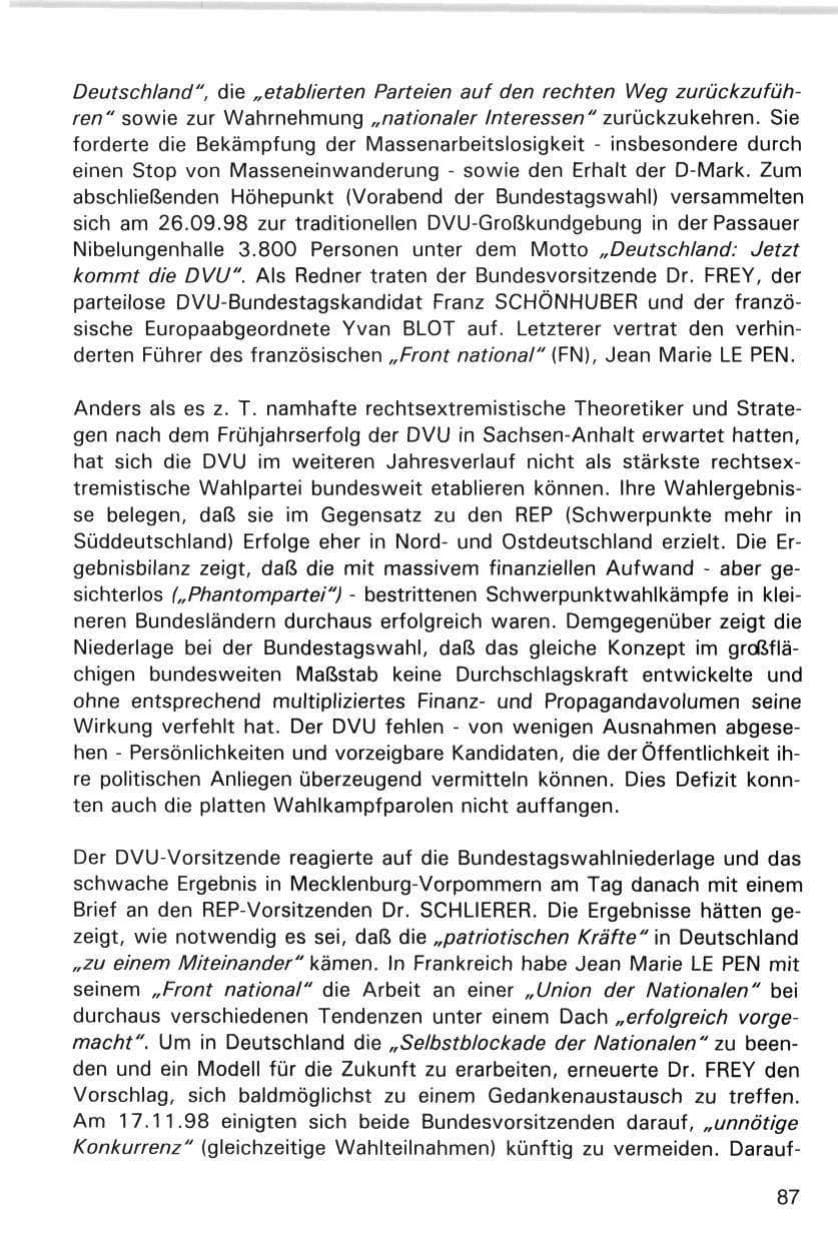 Seite 87 des Verfassungsschutzbericht 1998 Hamburg