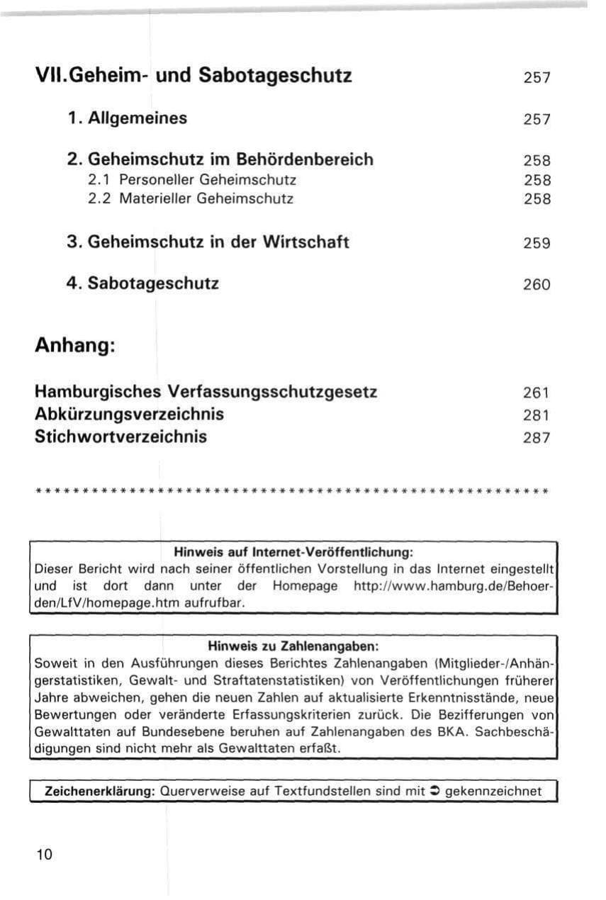 Seite 10 des Verfassungsschutzbericht 1998 Hamburg