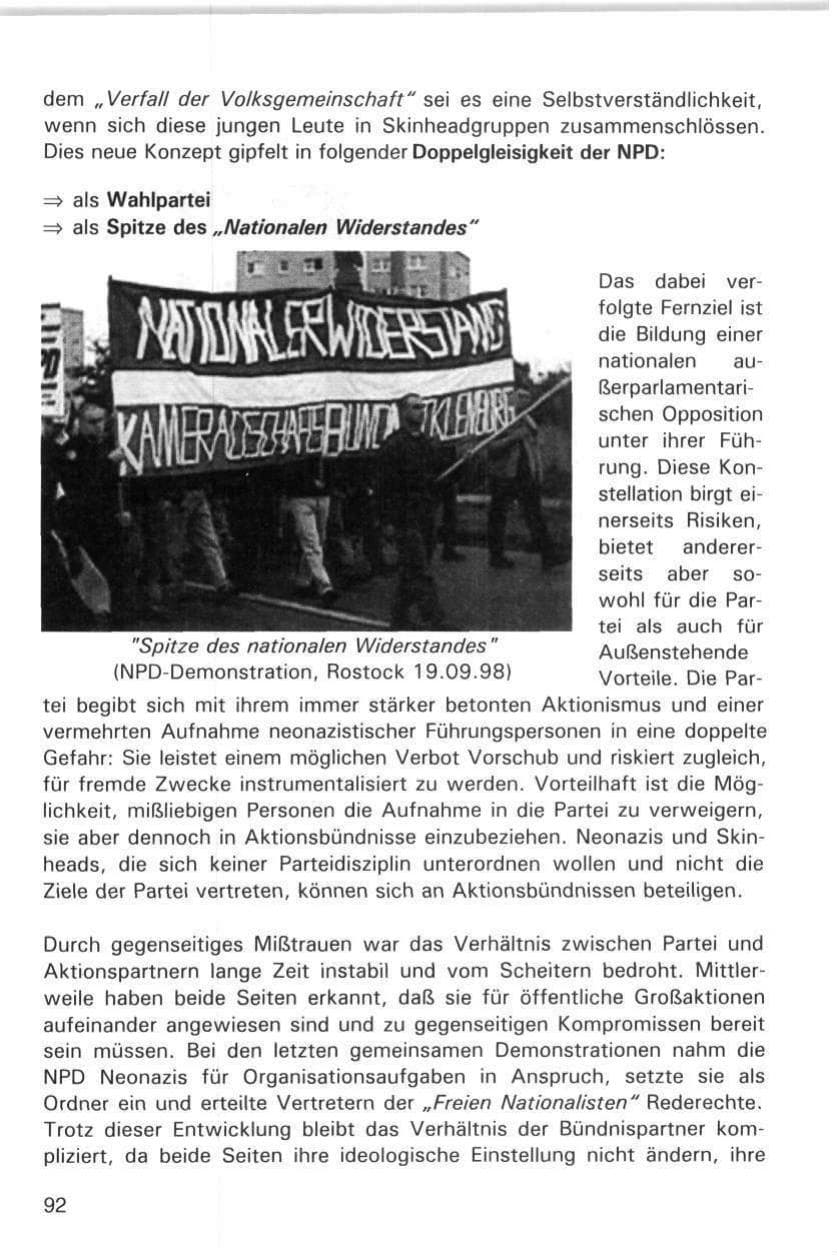 Seite 92 des Verfassungsschutzbericht 1998 Hamburg