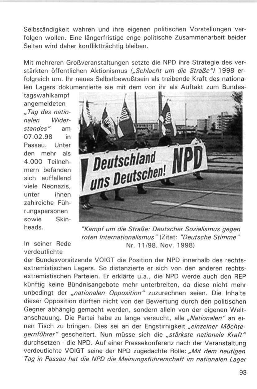 Seite 93 des Verfassungsschutzbericht 1998 Hamburg