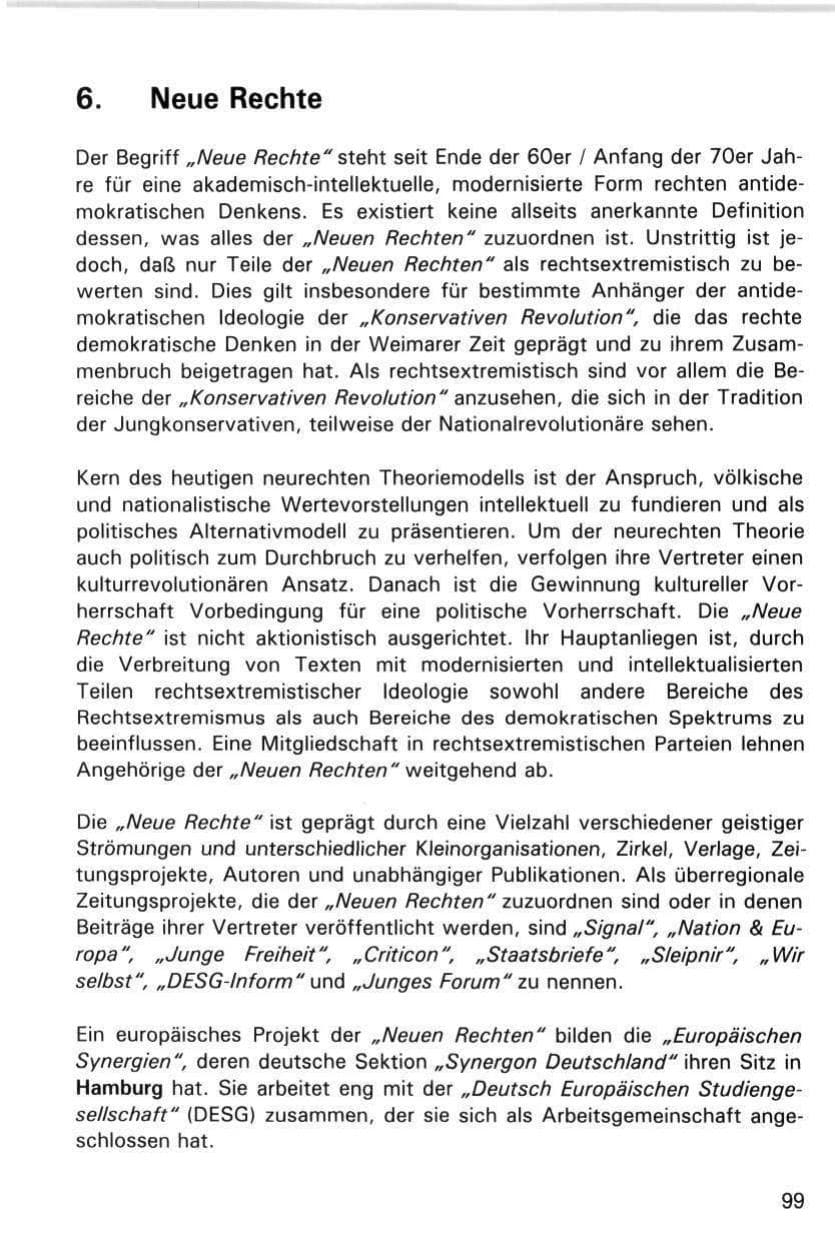 Seite 99 des Verfassungsschutzbericht 1998 Hamburg