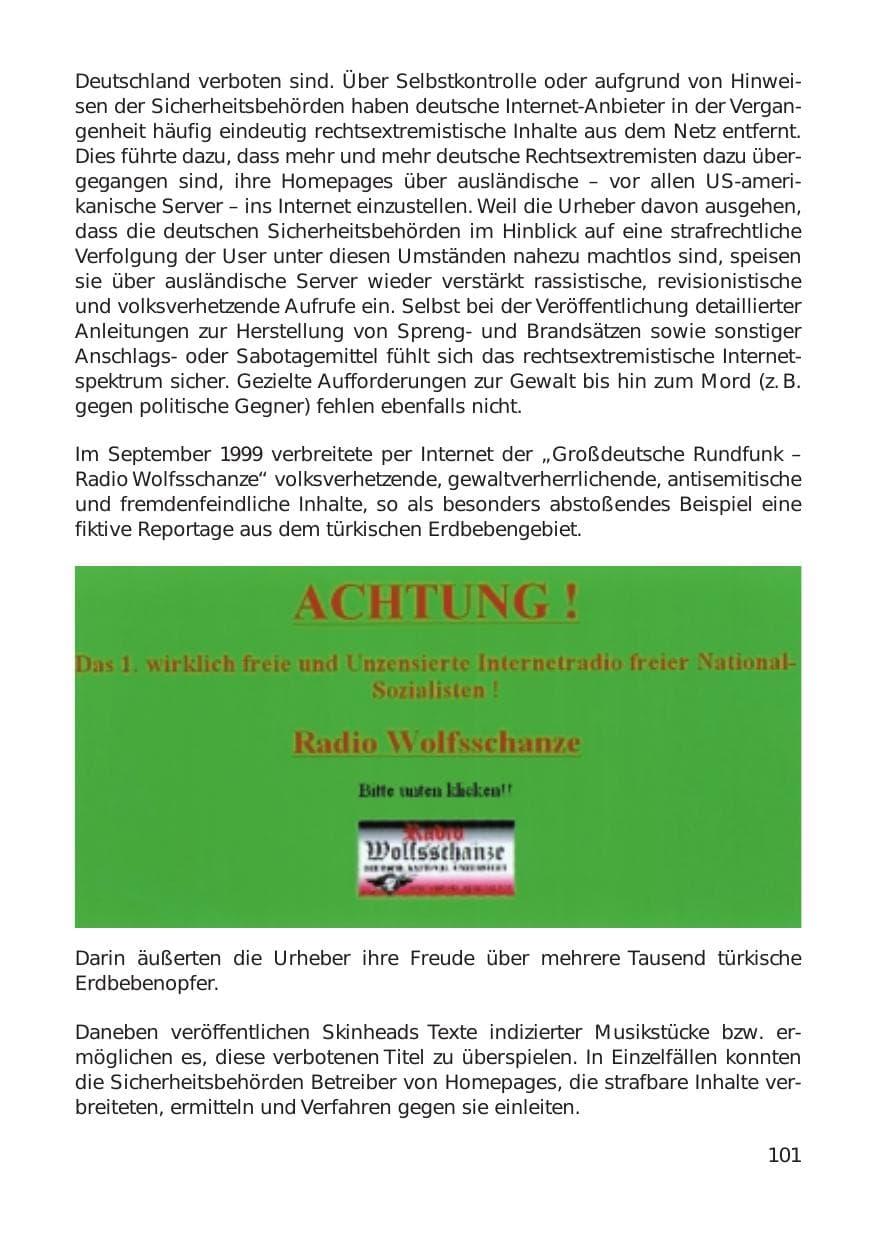 Seite 101 des Verfassungsschutzbericht 1999 Hamburg
