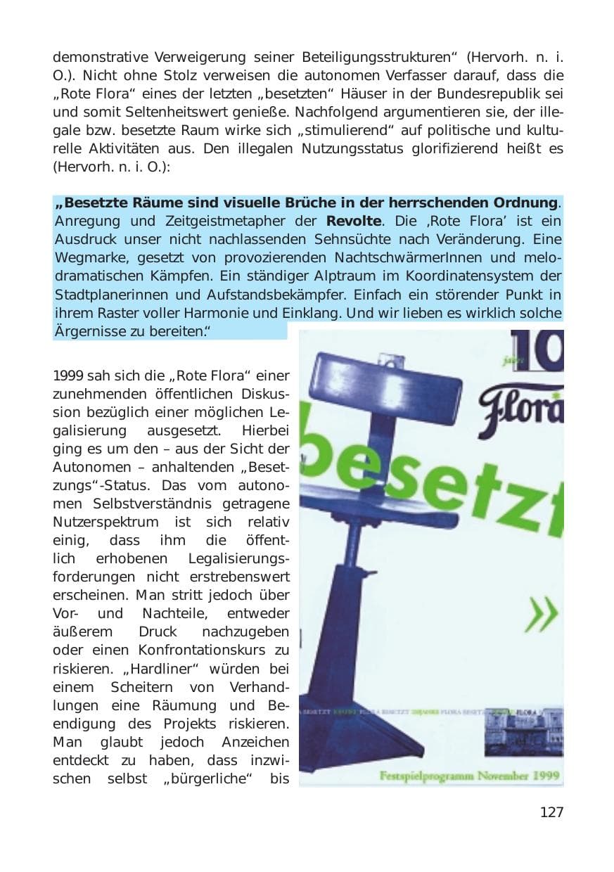 Seite 127 des Verfassungsschutzbericht 1999 Hamburg