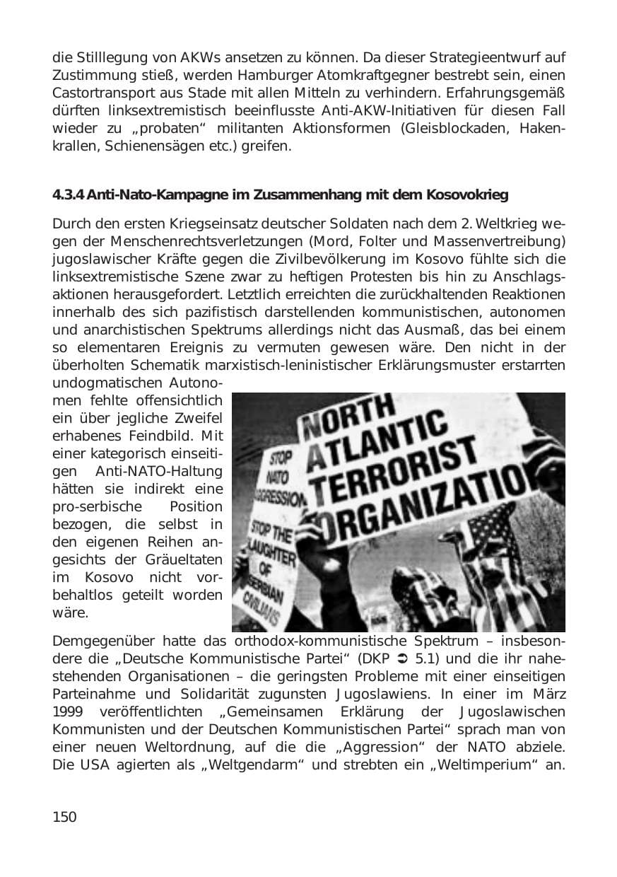 Seite 150 des Verfassungsschutzbericht 1999 Hamburg