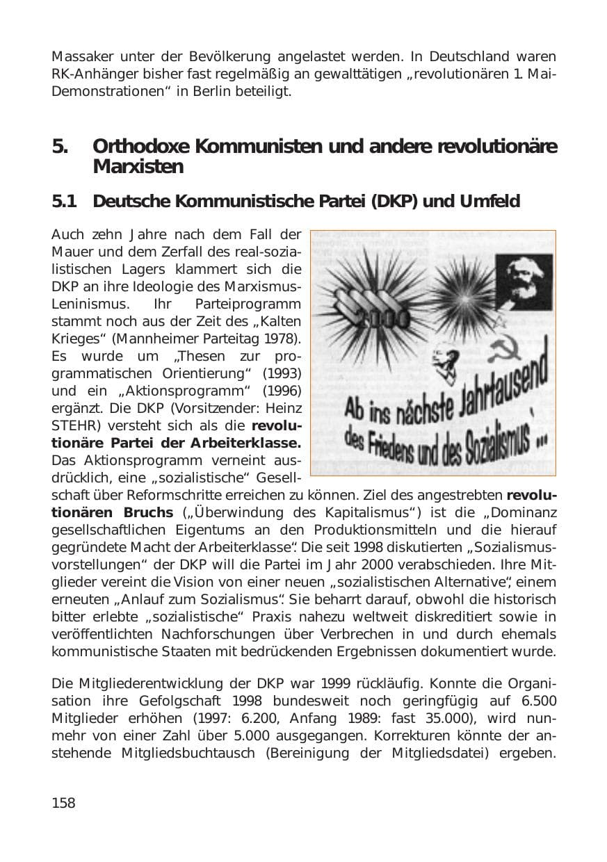 Seite 158 des Verfassungsschutzbericht 1999 Hamburg