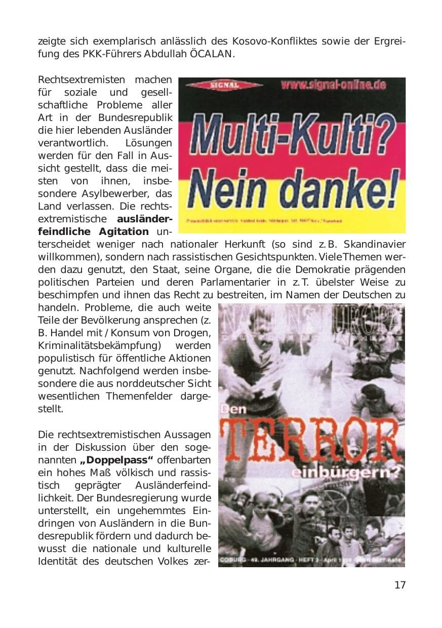 Seite 17 des Verfassungsschutzbericht 1999 Hamburg