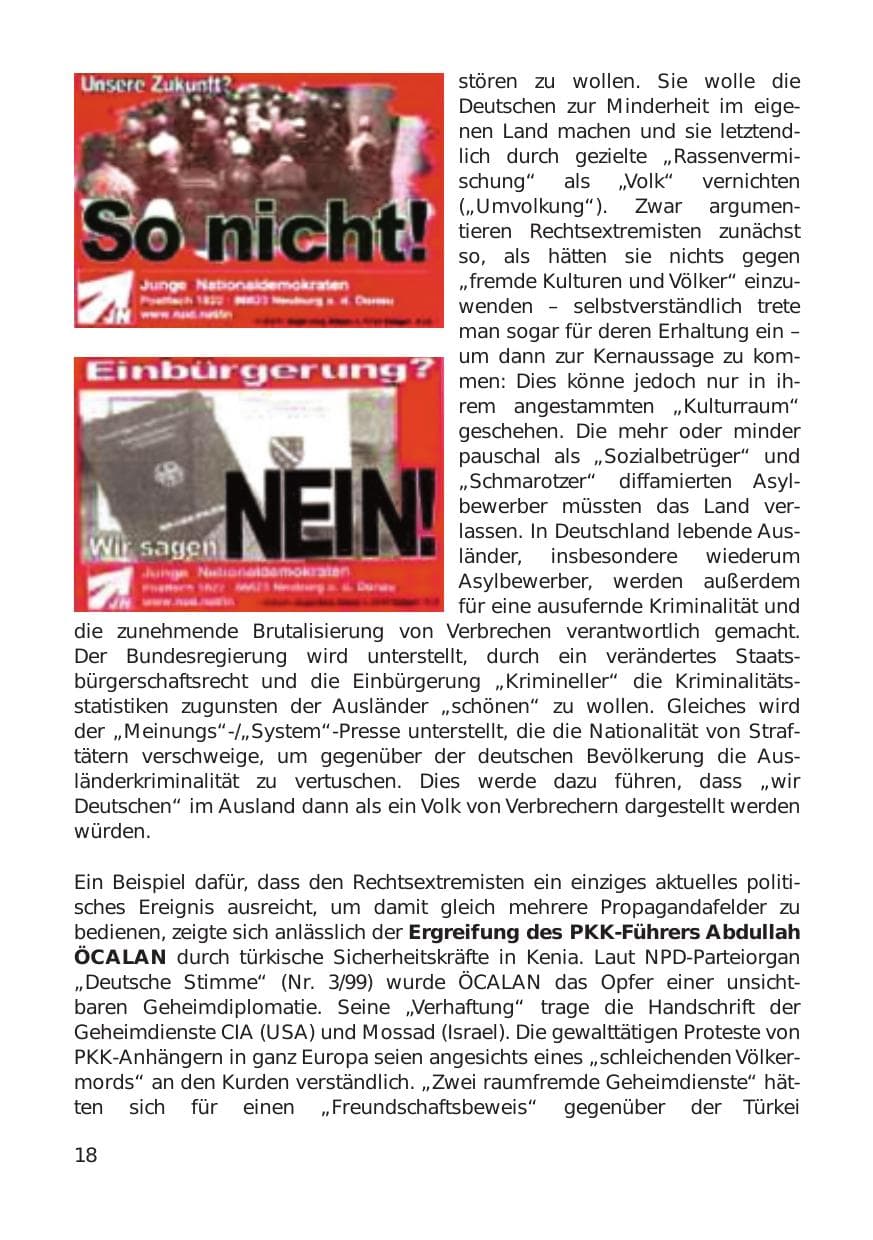 Seite 18 des Verfassungsschutzbericht 1999 Hamburg