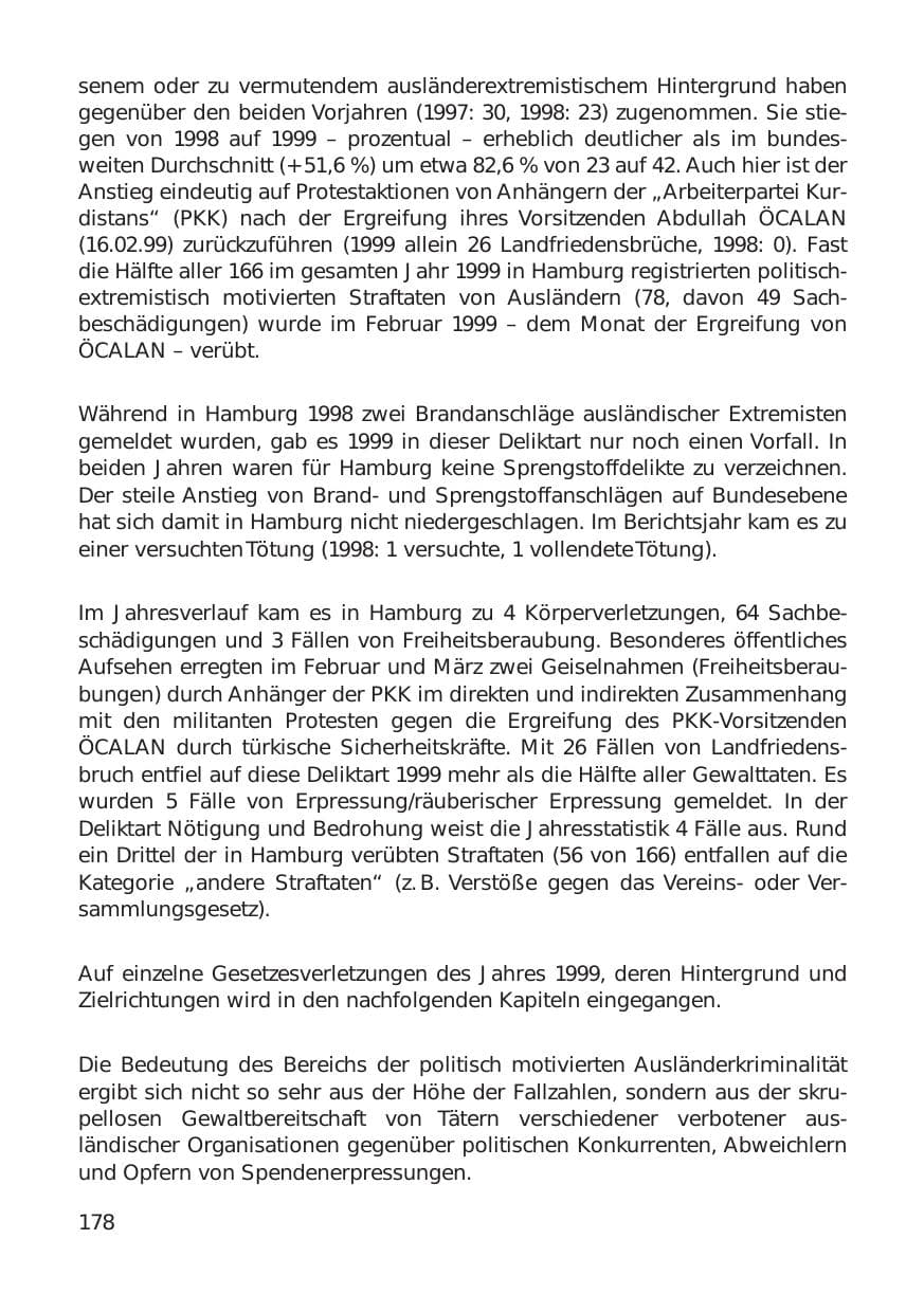 Seite 178 des Verfassungsschutzbericht 1999 Hamburg