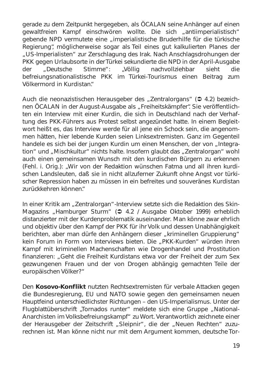 Seite 19 des Verfassungsschutzbericht 1999 Hamburg