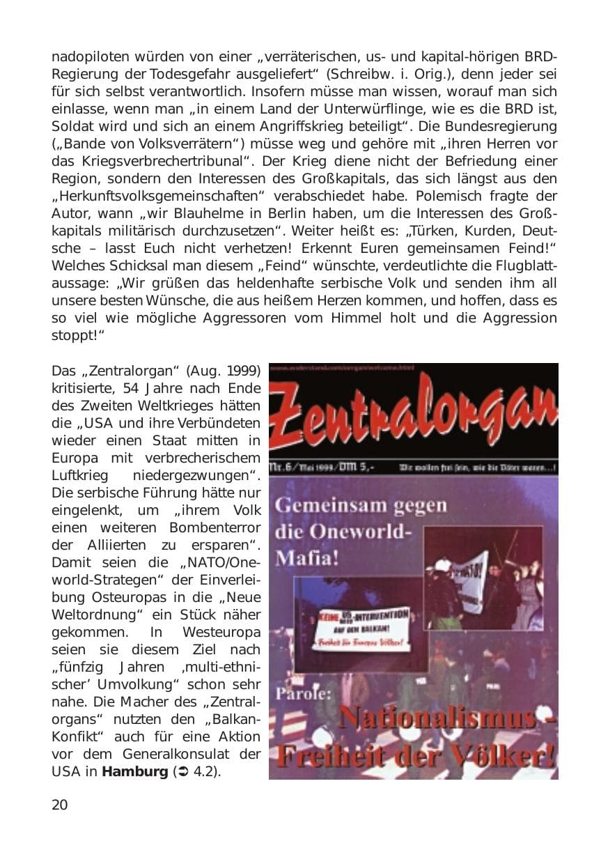 Seite 20 des Verfassungsschutzbericht 1999 Hamburg