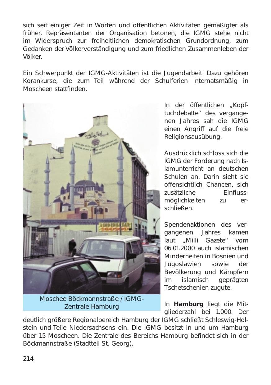 Seite 214 des Verfassungsschutzbericht 1999 Hamburg