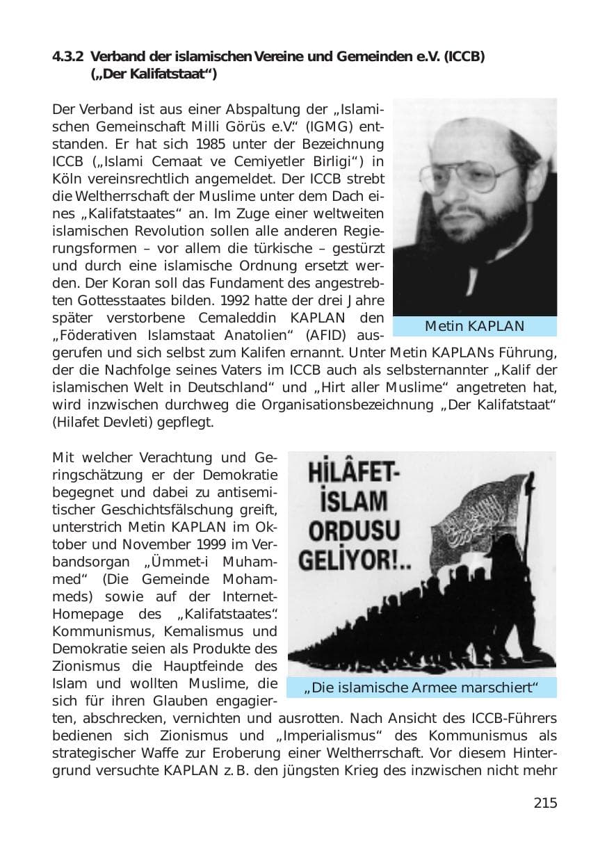 Seite 215 des Verfassungsschutzbericht 1999 Hamburg