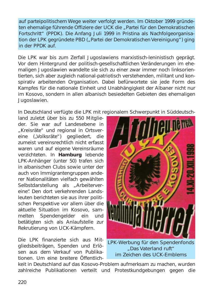 Seite 220 des Verfassungsschutzbericht 1999 Hamburg