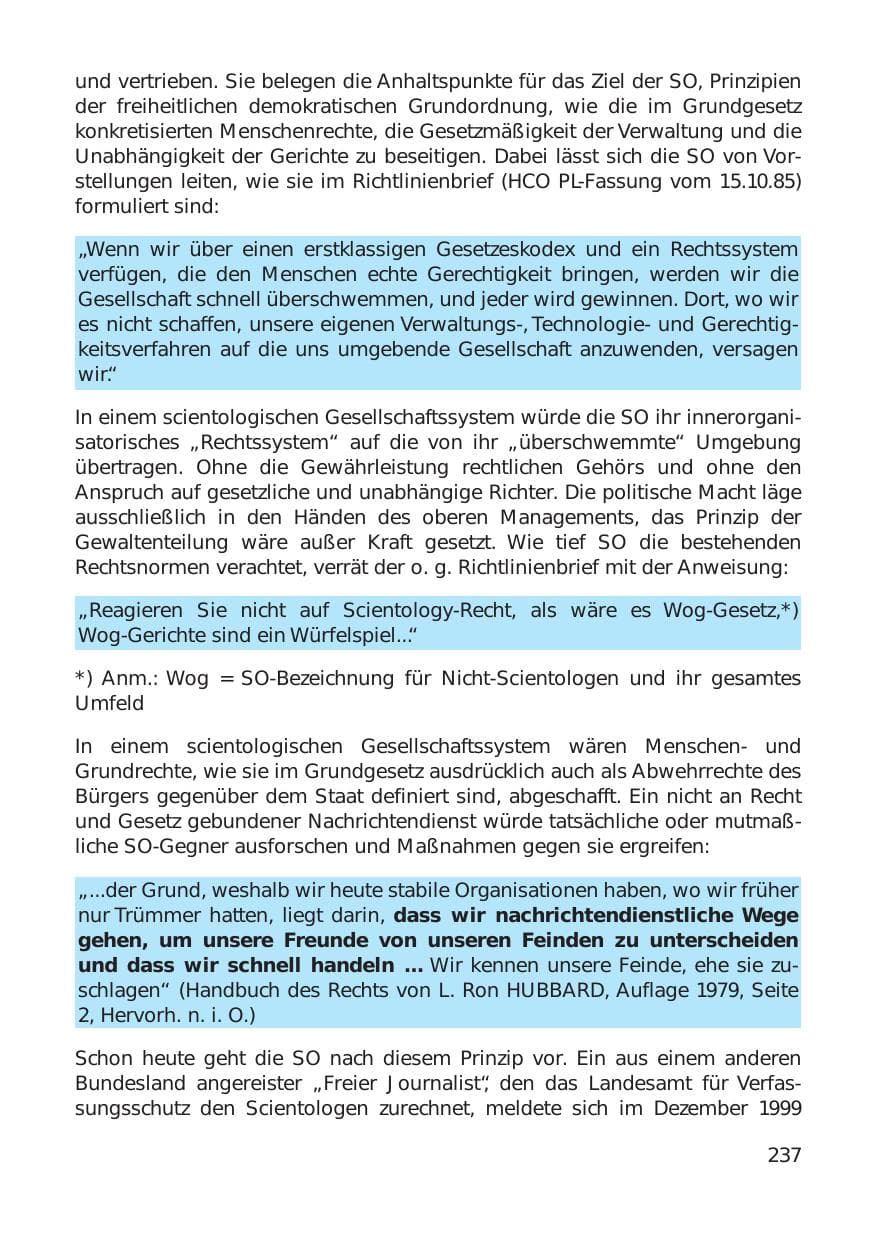Seite 237 des Verfassungsschutzbericht 1999 Hamburg