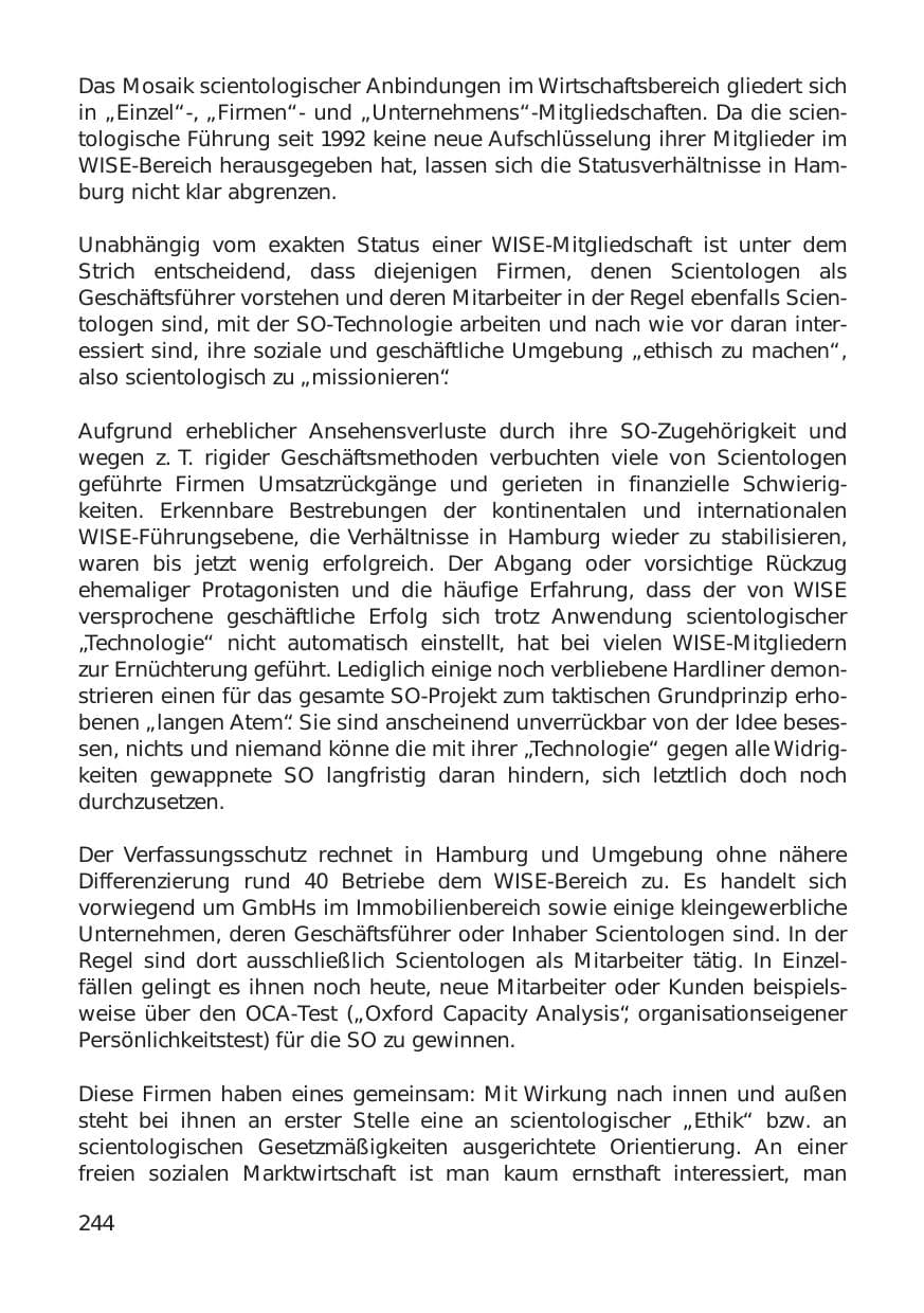 Seite 244 des Verfassungsschutzbericht 1999 Hamburg