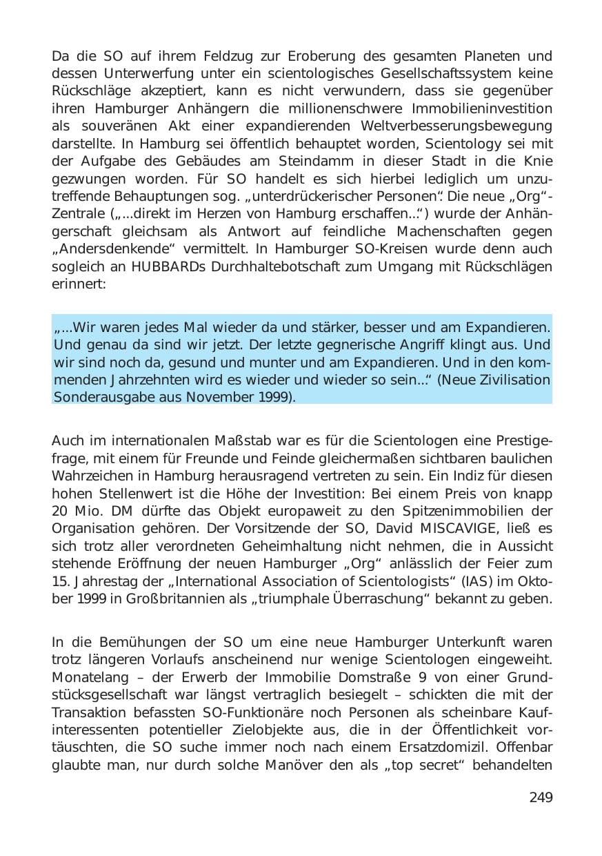 Seite 249 des Verfassungsschutzbericht 1999 Hamburg