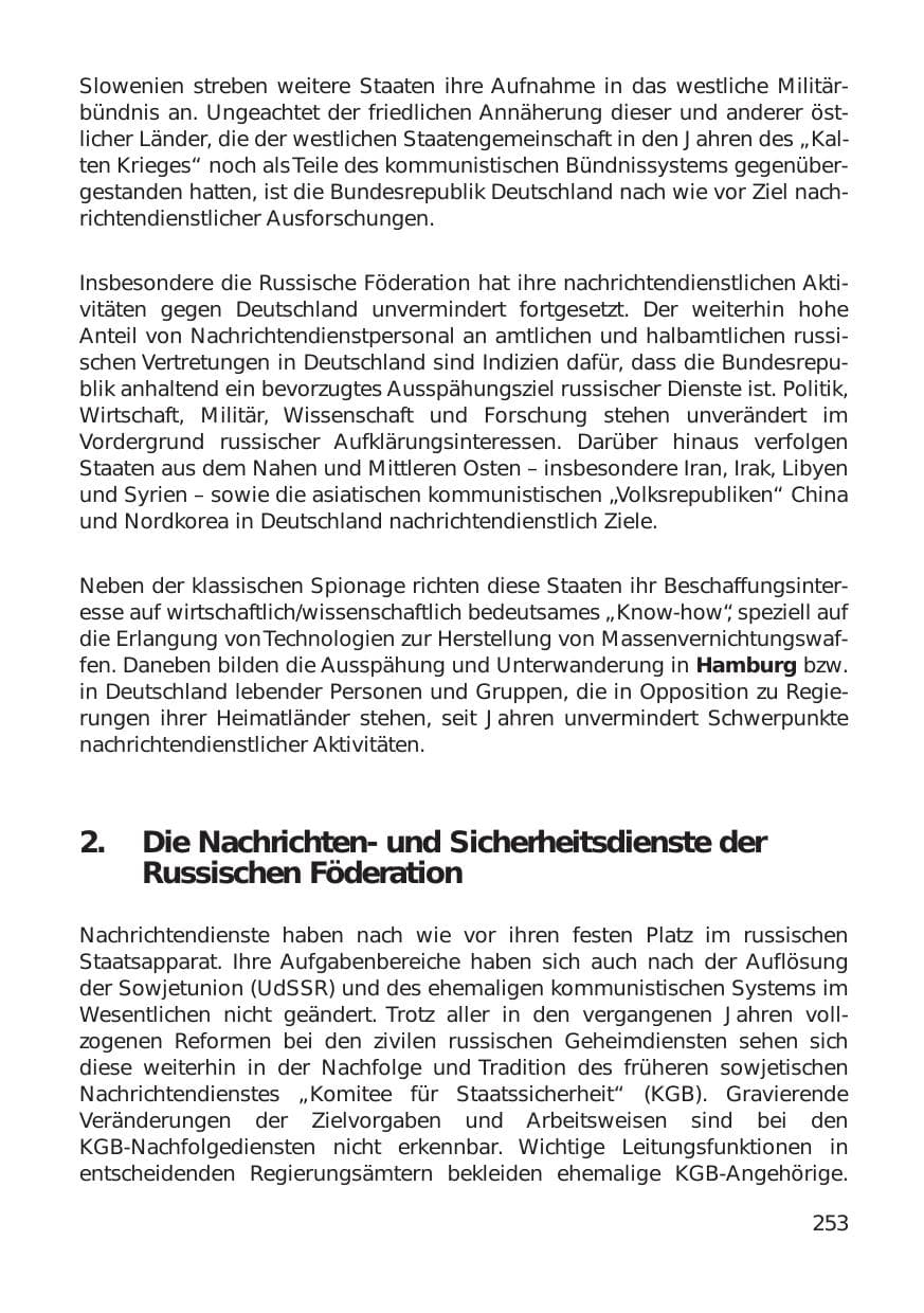 Seite 253 des Verfassungsschutzbericht 1999 Hamburg