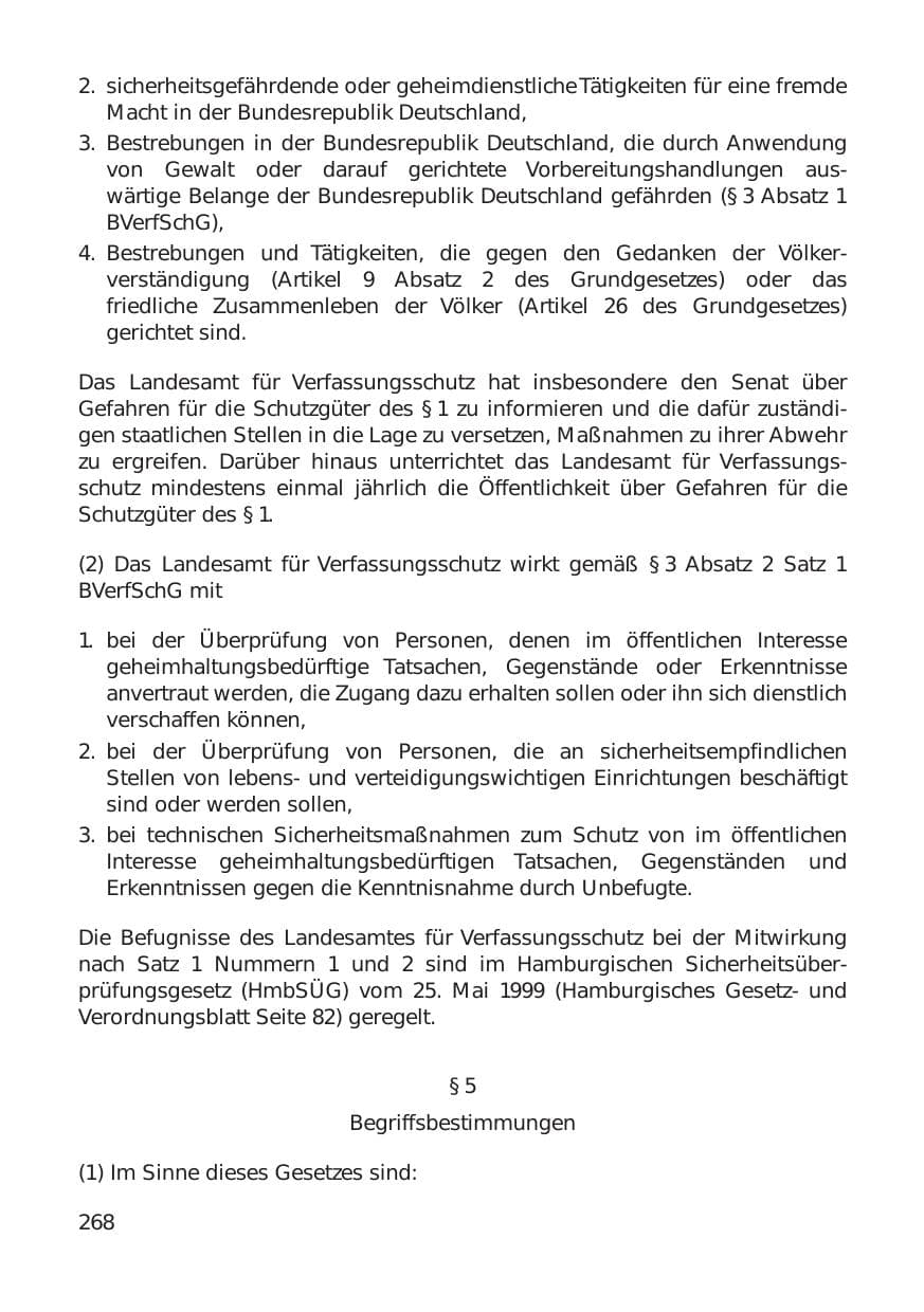 Seite 268 des Verfassungsschutzbericht 1999 Hamburg