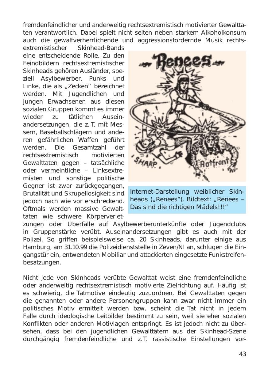 Seite 43 des Verfassungsschutzbericht 1999 Hamburg