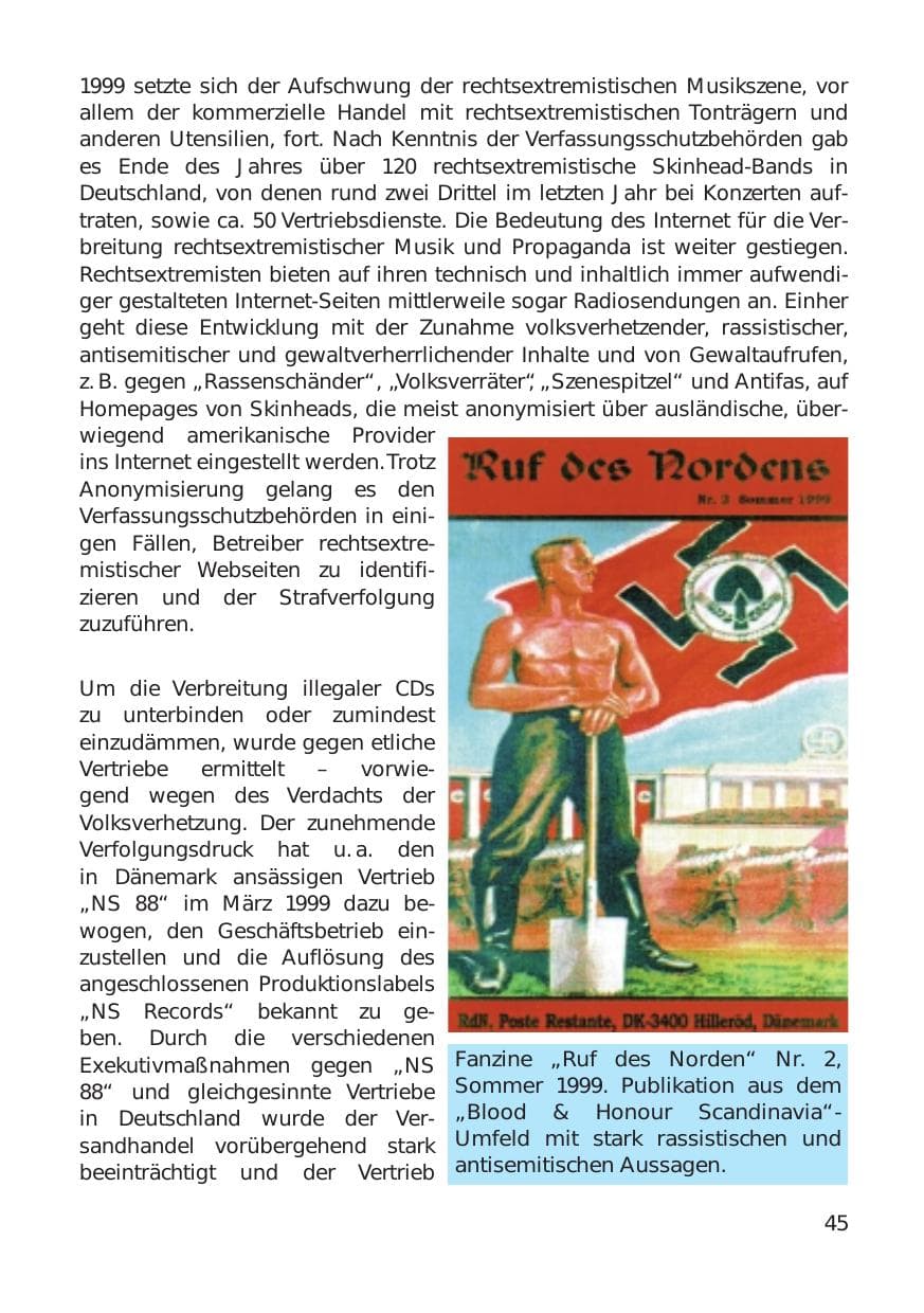 Seite 45 des Verfassungsschutzbericht 1999 Hamburg
