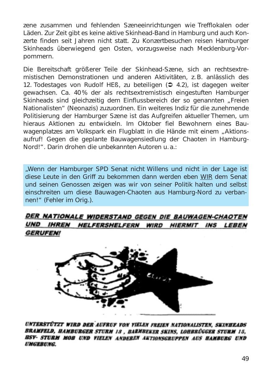 Seite 49 des Verfassungsschutzbericht 1999 Hamburg