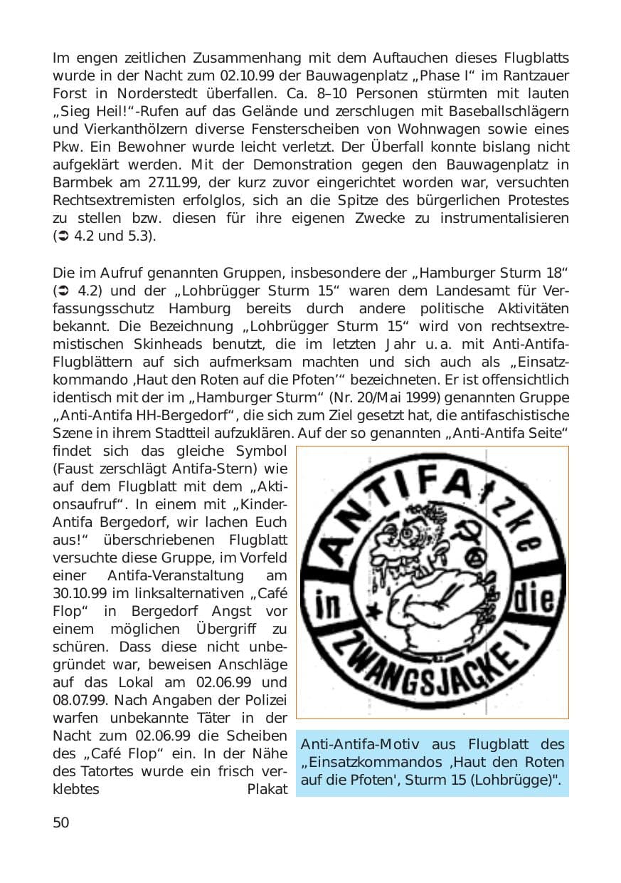 Seite 50 des Verfassungsschutzbericht 1999 Hamburg