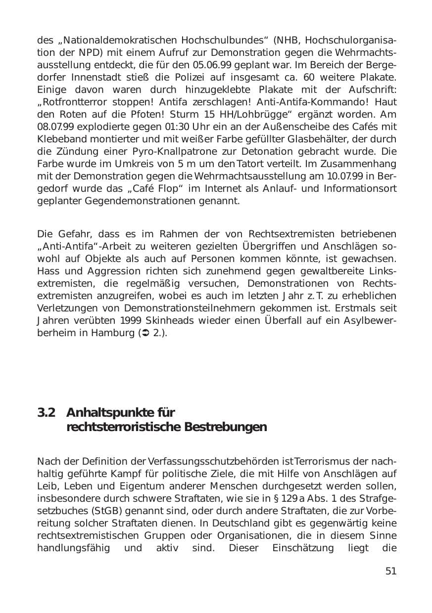 Seite 51 des Verfassungsschutzbericht 1999 Hamburg