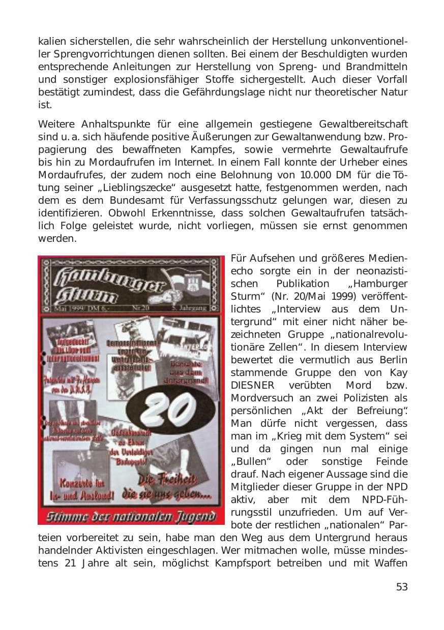Seite 53 des Verfassungsschutzbericht 1999 Hamburg