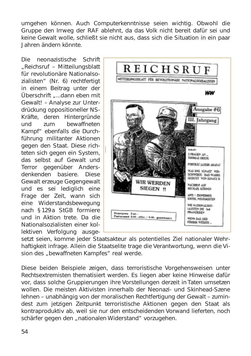 Seite 54 des Verfassungsschutzbericht 1999 Hamburg