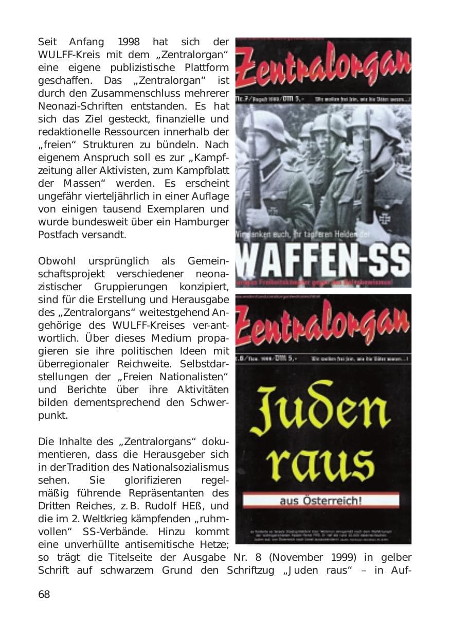 Seite 68 des Verfassungsschutzbericht 1999 Hamburg
