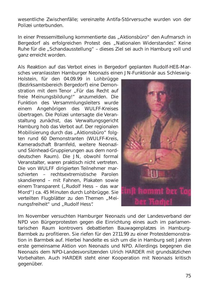 Seite 75 des Verfassungsschutzbericht 1999 Hamburg