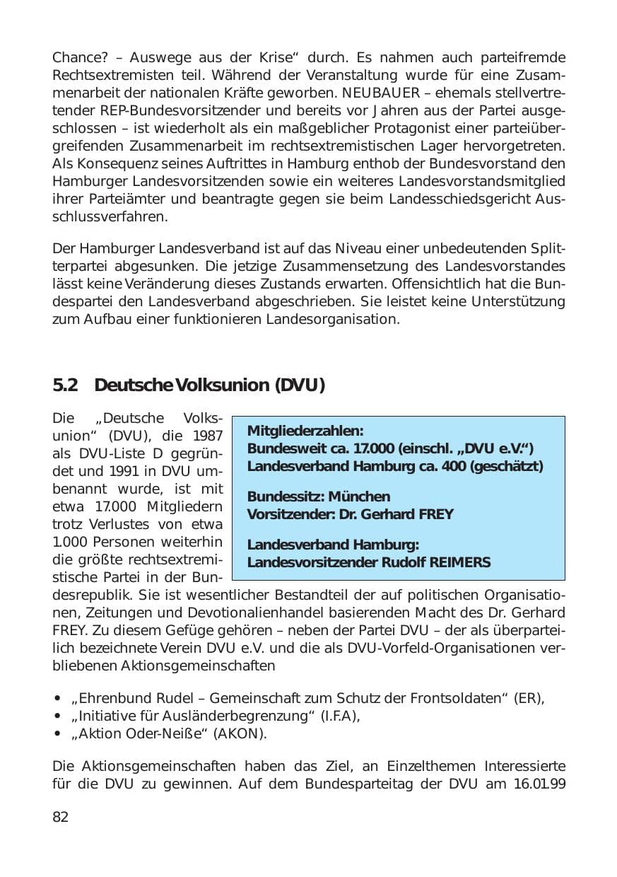Seite 82 des Verfassungsschutzbericht 1999 Hamburg