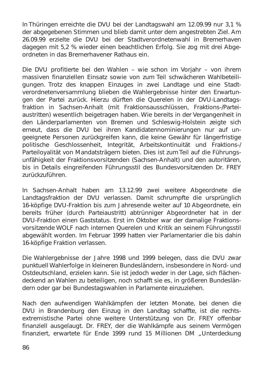 Seite 86 des Verfassungsschutzbericht 1999 Hamburg