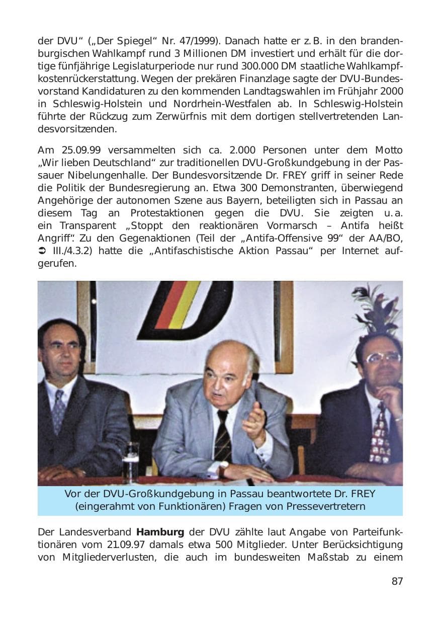 Seite 87 des Verfassungsschutzbericht 1999 Hamburg