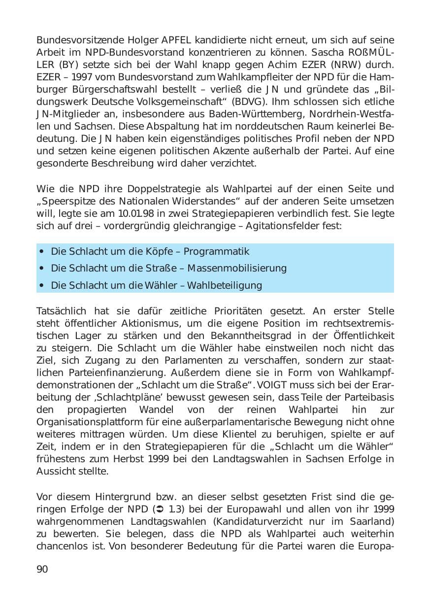 Seite 90 des Verfassungsschutzbericht 1999 Hamburg