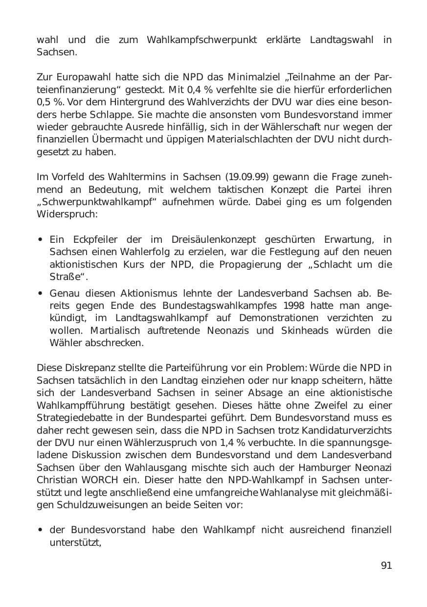 Seite 91 des Verfassungsschutzbericht 1999 Hamburg