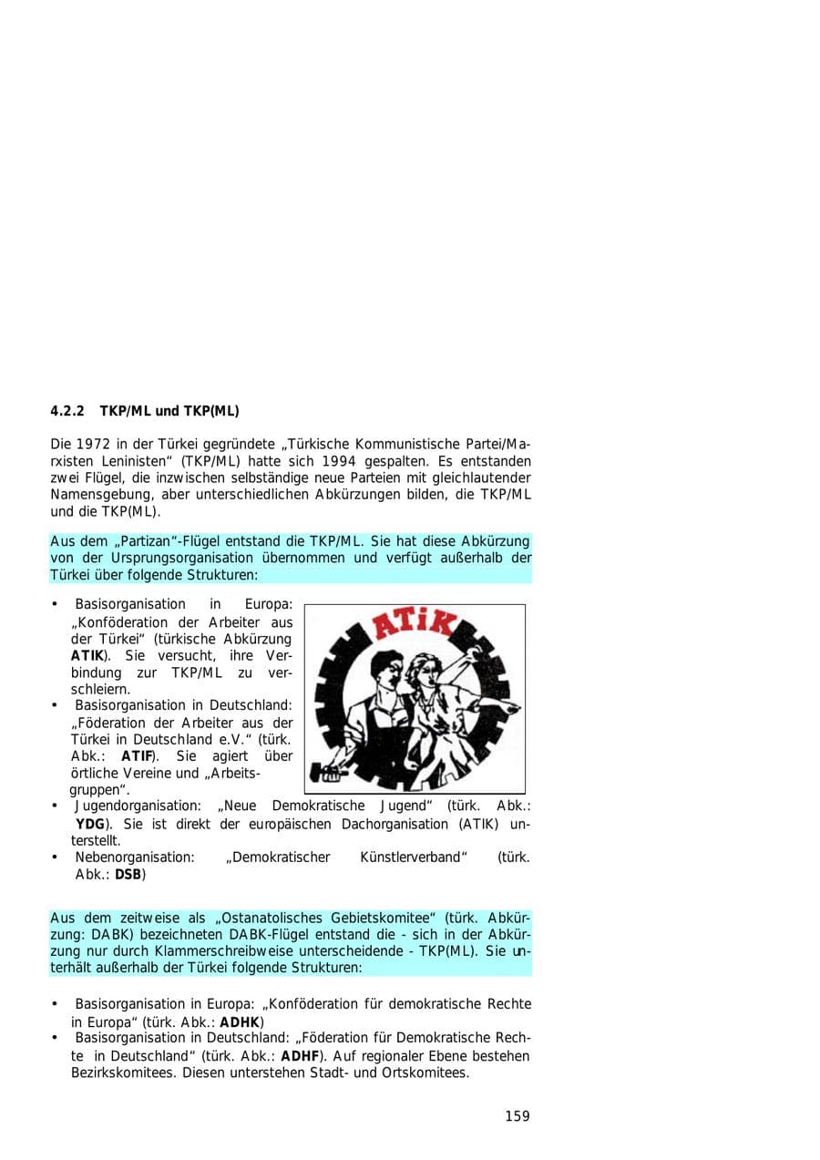 Seite 159 des Verfassungsschutzbericht 2000 Hamburg