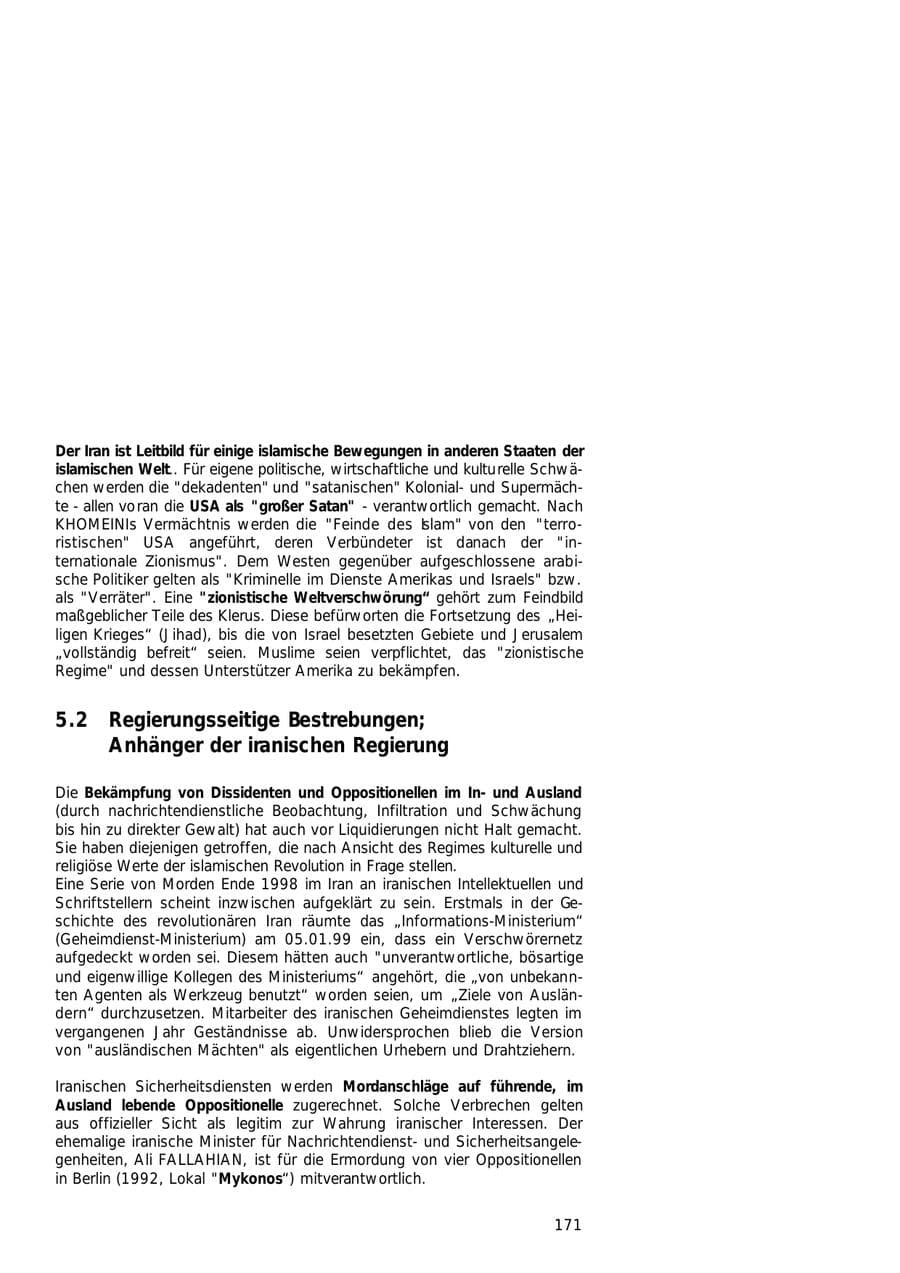 Seite 171 des Verfassungsschutzbericht 2000 Hamburg