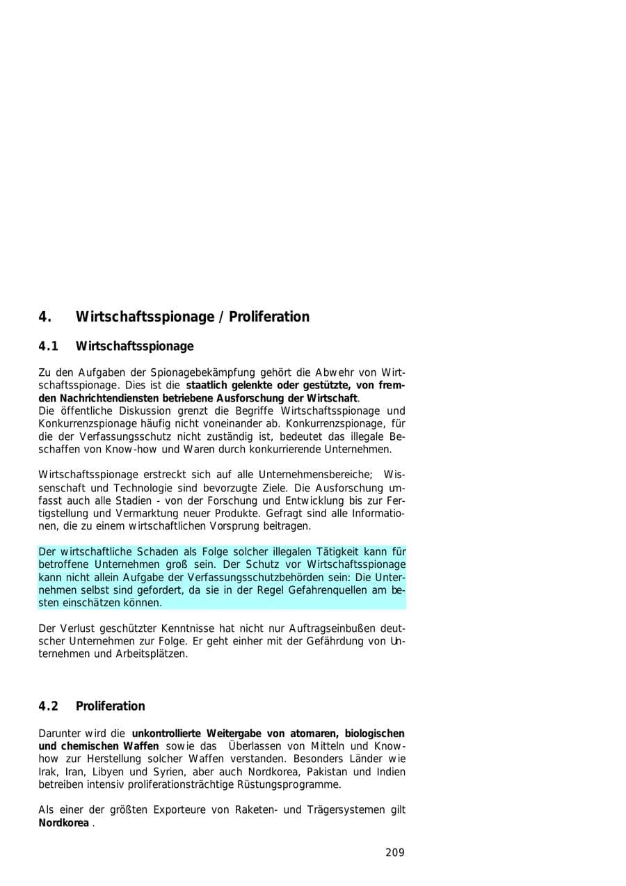 Seite 209 des Verfassungsschutzbericht 2000 Hamburg
