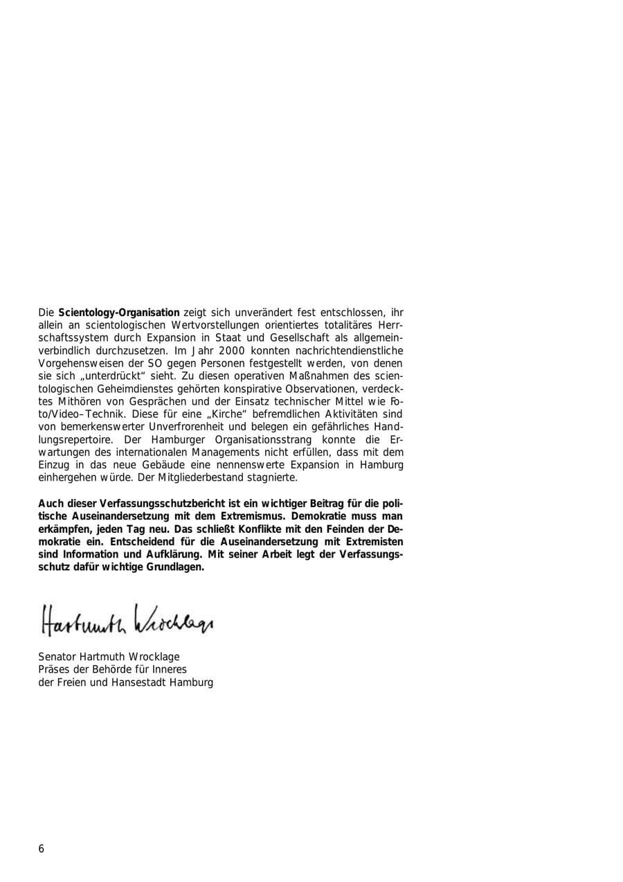Seite 6 des Verfassungsschutzbericht 2000 Hamburg