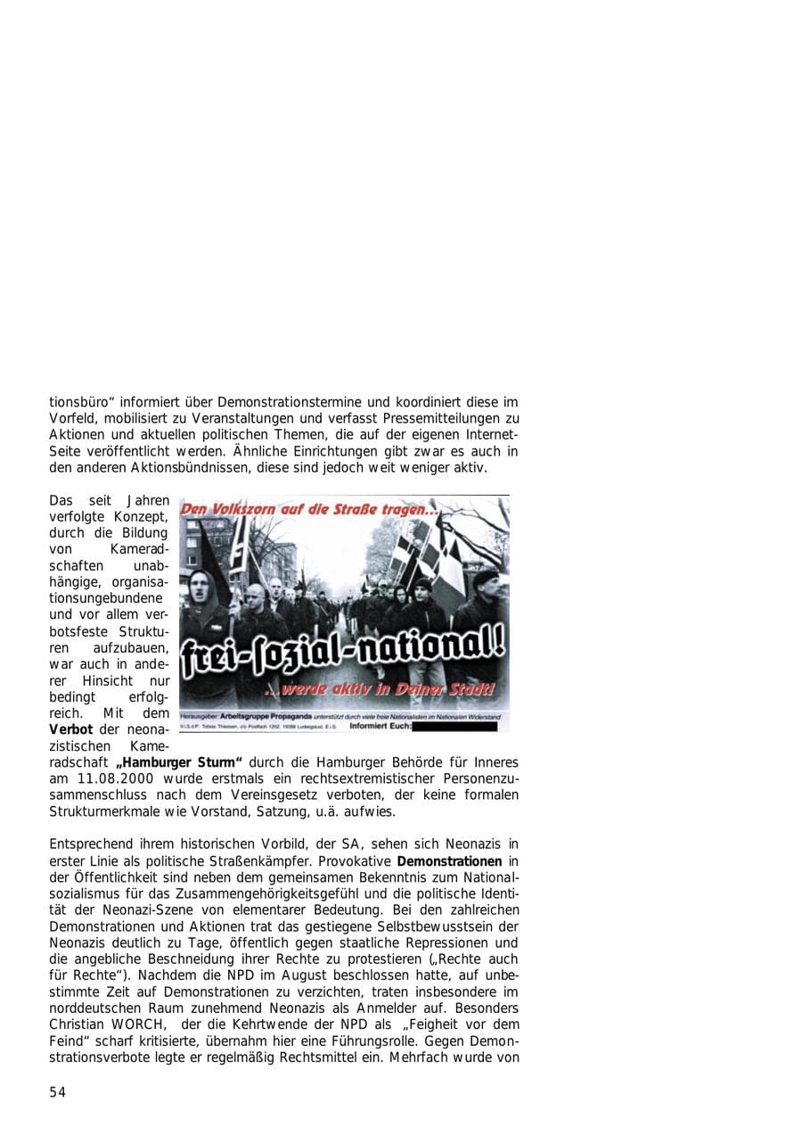 Seite 54 des Verfassungsschutzbericht 2000 Hamburg