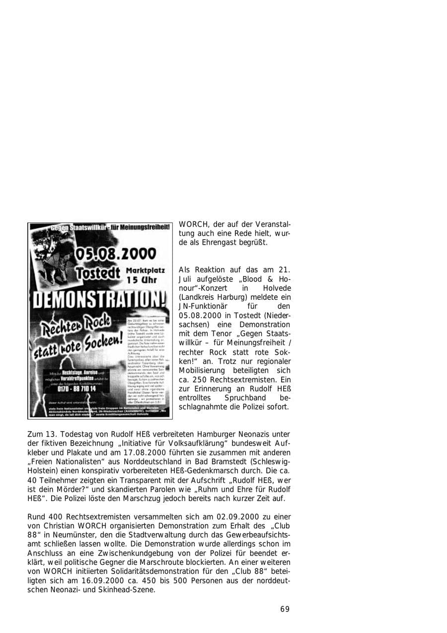 Seite 69 des Verfassungsschutzbericht 2000 Hamburg