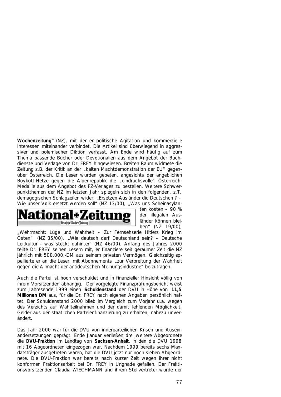 Seite 77 des Verfassungsschutzbericht 2000 Hamburg