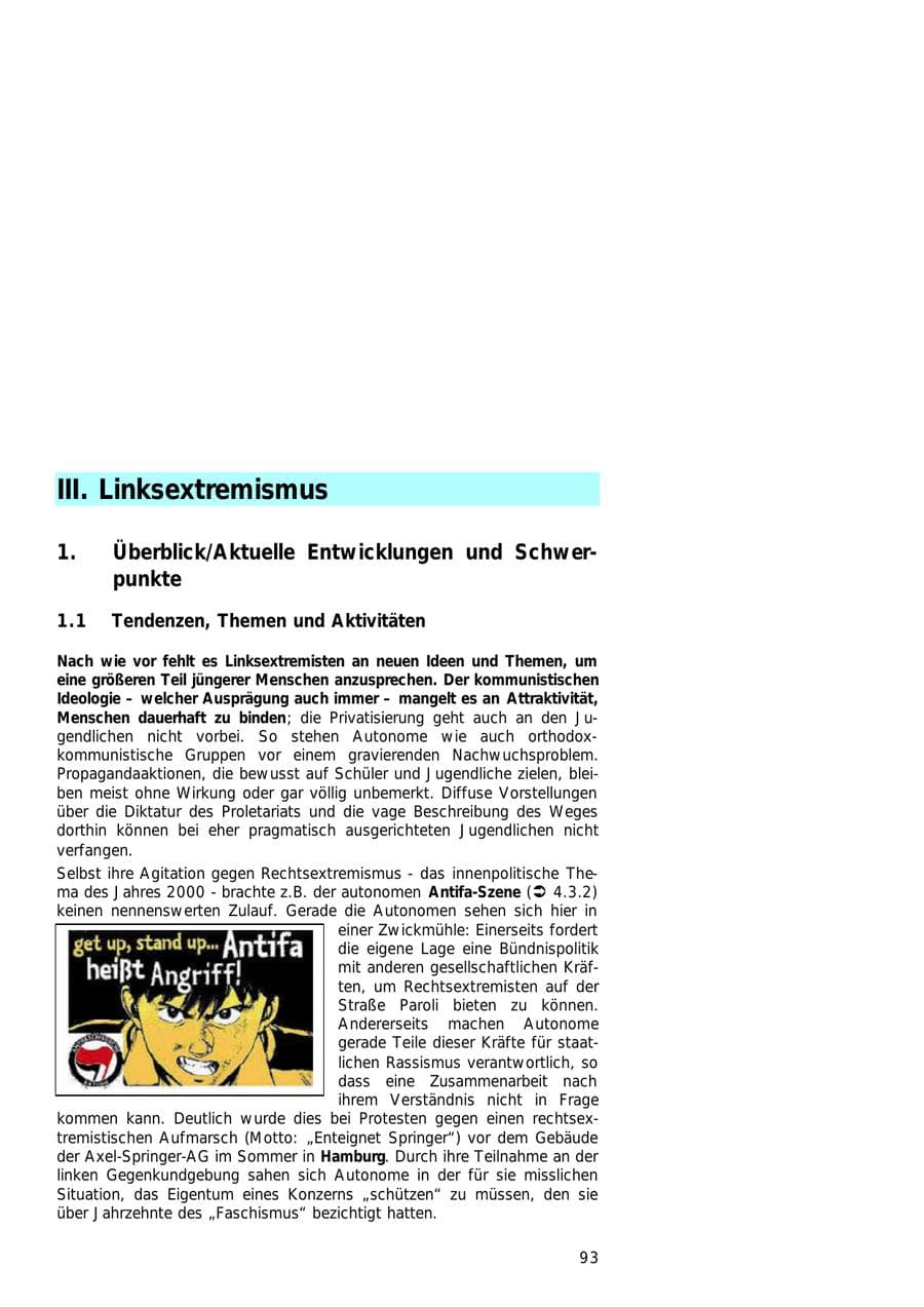 Seite 93 des Verfassungsschutzbericht 2000 Hamburg