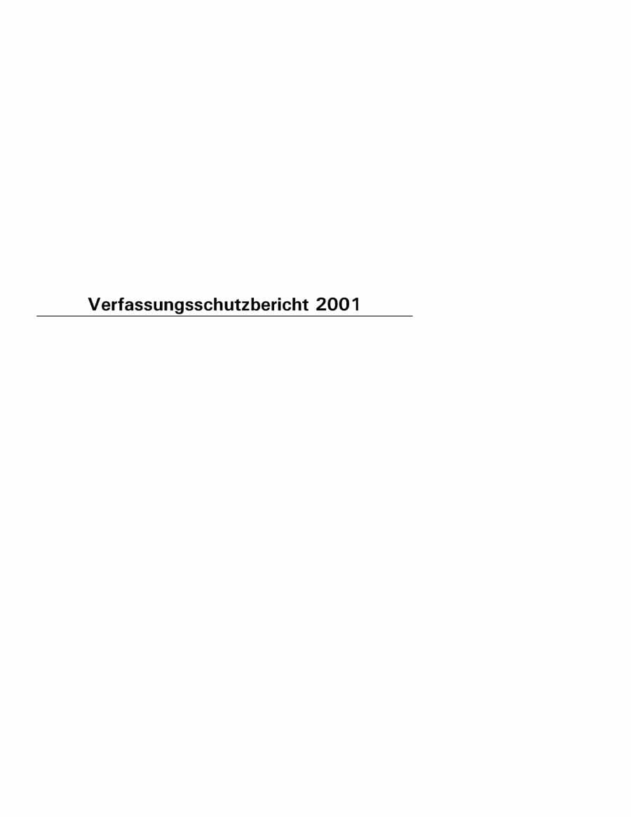 Seite 1 des Verfassungsschutzbericht 2001 Hamburg