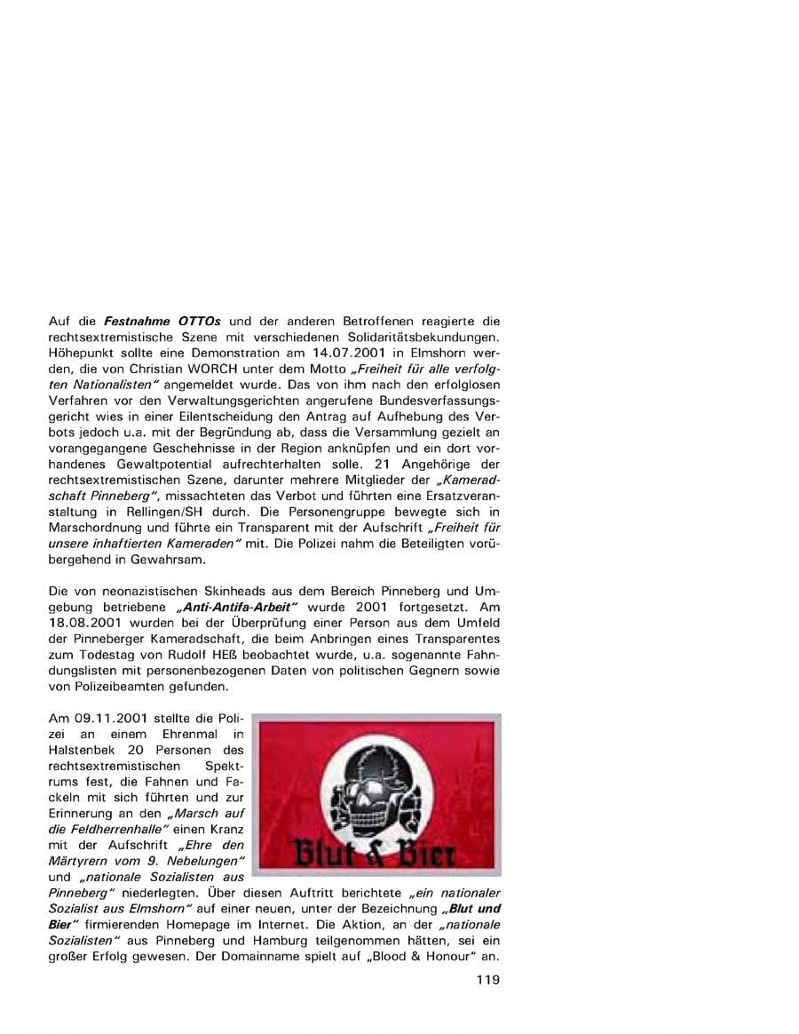 Seite 119 des Verfassungsschutzbericht 2001 Hamburg