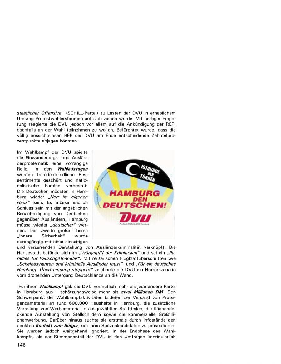 Seite 146 des Verfassungsschutzbericht 2001 Hamburg