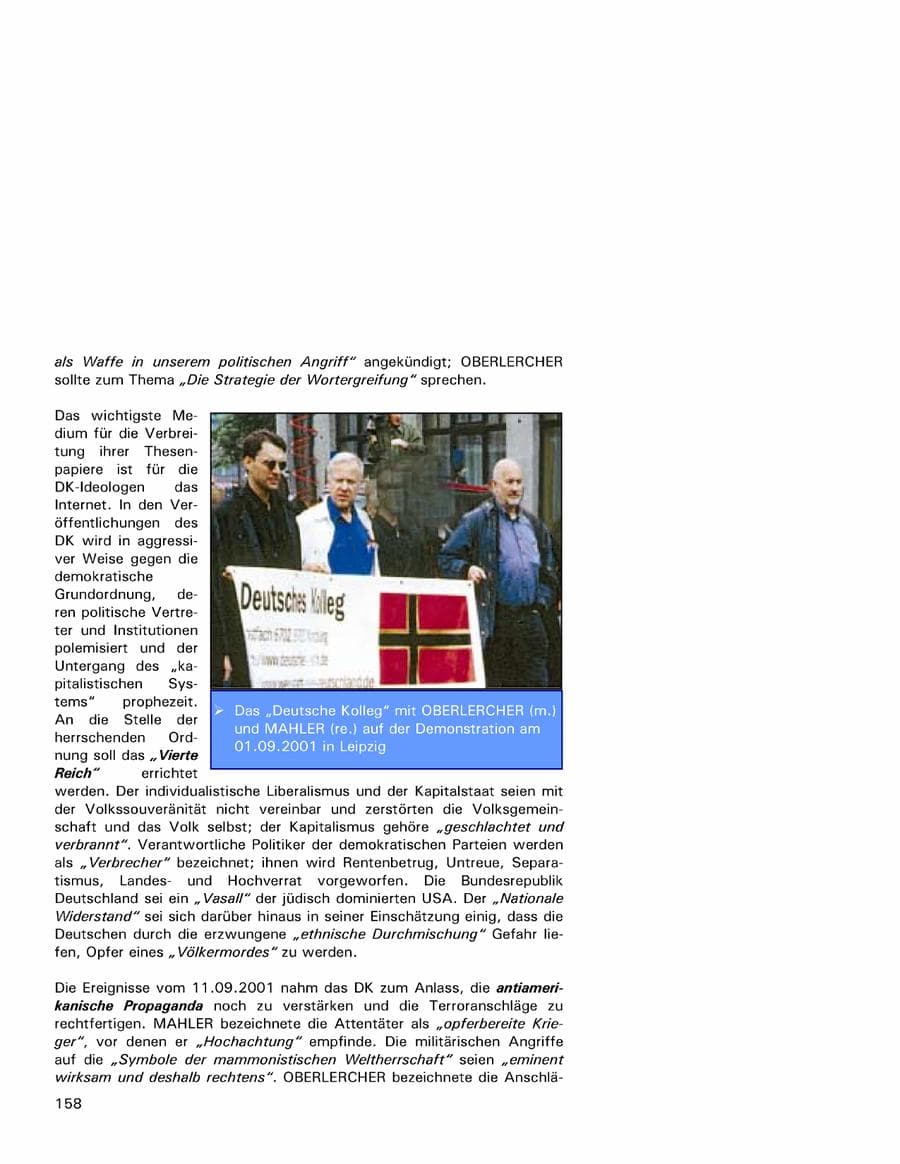 Seite 158 des Verfassungsschutzbericht 2001 Hamburg